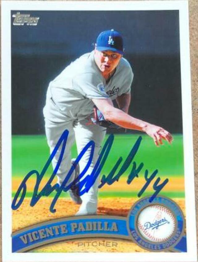 Vicente Padilla Signed 2011 Topps Baseball Card - Los Angeles Dodgers - PastPros