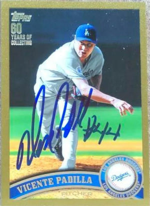 Vicente Padilla Signed 2011 Topps Gold Baseball Card - Los Angeles Dodgers