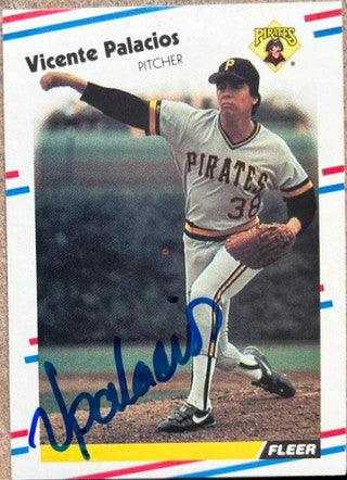 Vicente Palacios Signed 1988 Fleer Baseball Card - Pittsburgh Pirates - PastPros