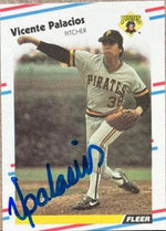Vicente Palacios Signed 1988 Fleer Glossy Baseball Card - Pittsburgh Pirates