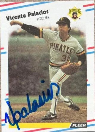 Vicente Palacios Signed 1988 Fleer Glossy Baseball Card - Pittsburgh Pirates