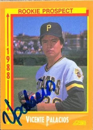 Vicente Palacios Signed 1988 Score Glossy Baseball Card - Pittsburgh Pirates