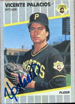 Vicente Palacios Signed 1989 Fleer Baseball Card - Pittsburgh Pirates