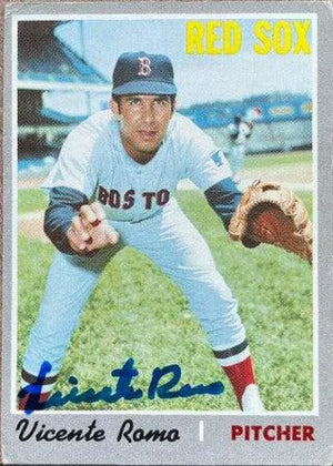 Vicente Romo Signed 1970 Topps Baseball Card - Boston Red Sox - PastPros