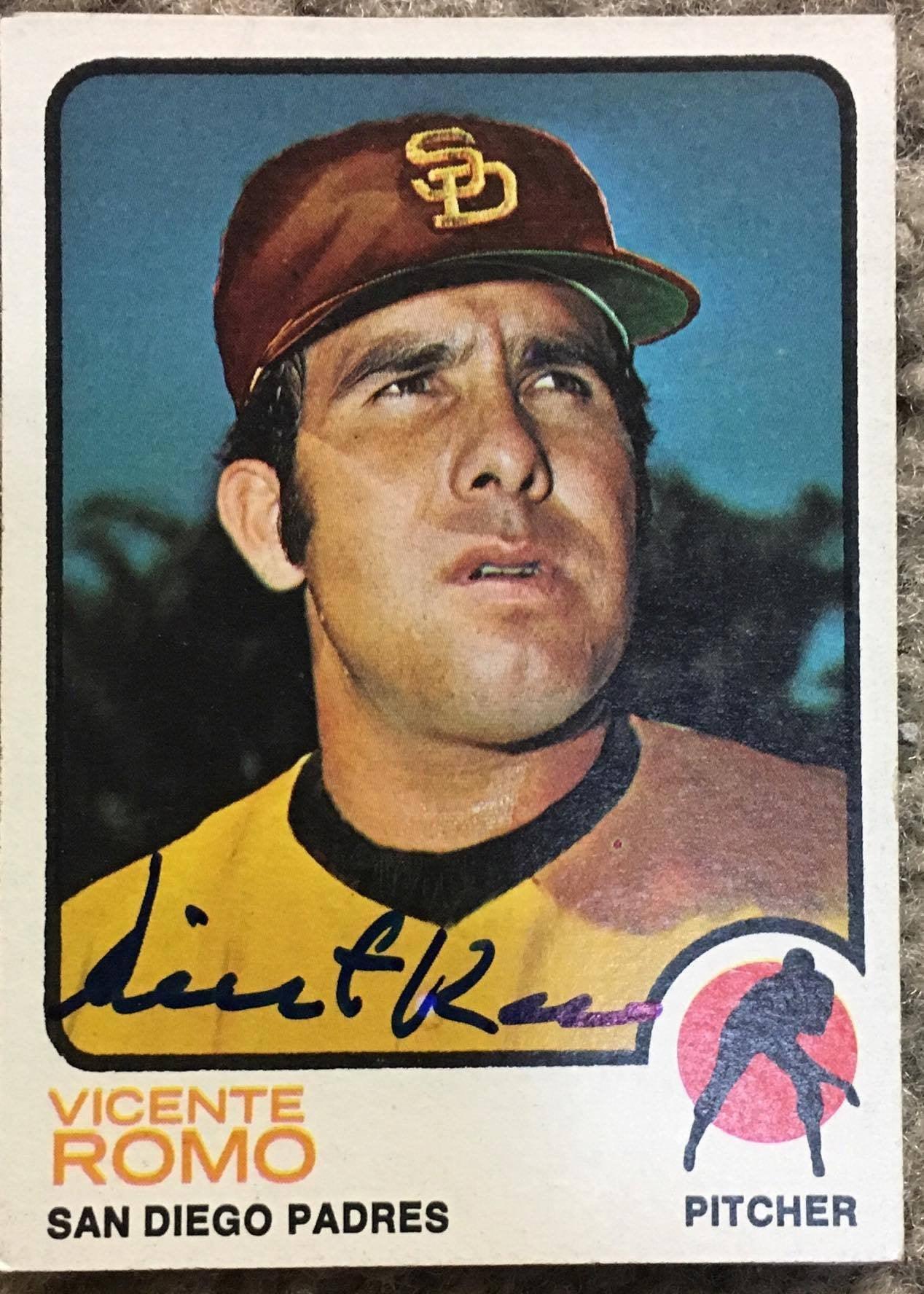 Vicente Romo Signed 1973 Topps Baseball Card - San Diego Padres - PastPros