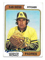 Vicente Romo Signed 1974 Topps Baseball Card - San Diego Padres - PastPros