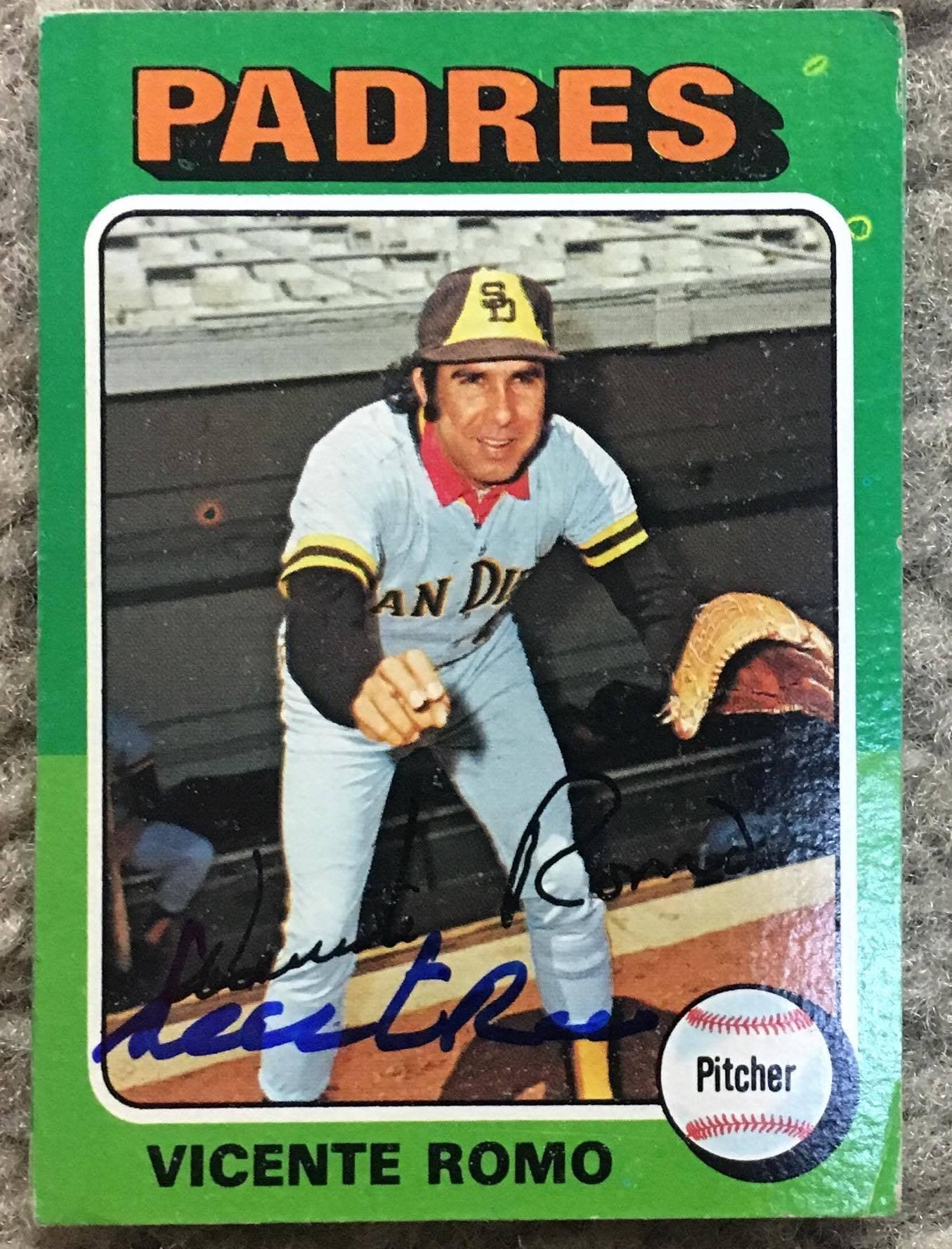 Vicente Romo Signed 1975 Topps Baseball Card - San Diego Padres - PastPros