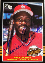 Vince Coleman Signed 1985 Donruss Baseball Card - St Louis Cardinals