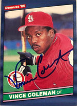 Vince Coleman Signed 1986 Donruss Baseball Card - St Louis Cardinals - PastPros