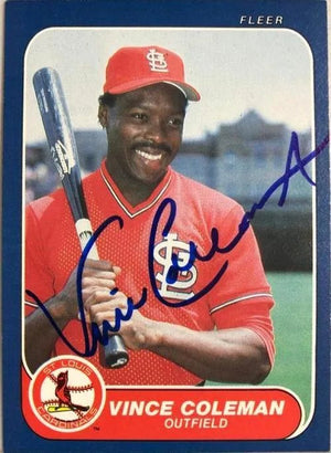 Vince Coleman Signed 1986 Fleer Baseball Card - St Louis Cardinals