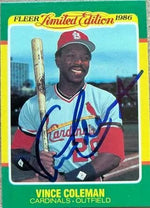 Vince Coleman Signed 1986 Fleer Limited Edition Baseball Card - St Louis Cardinals