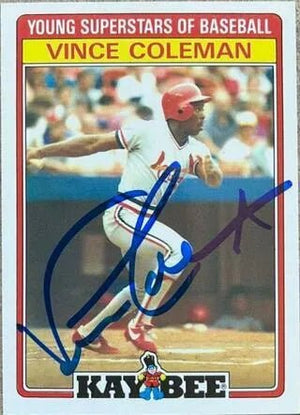 Vince Coleman Signed 1986 Topps Kay-Bee Young Superstars Baseball Card - St Louis Cardinals