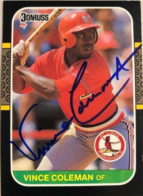 Vince Coleman Signed 1987 Donruss Baseball Card - St Louis Cardinals - PastPros