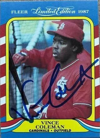 Vince Coleman Signed 1987 Fleer Limited Edition Baseball Card - St Louis Cardinals