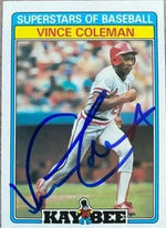 Vince Coleman Signed 1987 Topps Kay-Bee Superstars Baseball Card - St Louis Cardinals