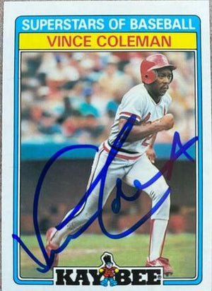 Vince Coleman Signed 1987 Topps Kay-Bee Superstars Baseball Card - St Louis Cardinals - PastPros