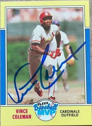 Vince Coleman Signed 1988 Fleer Baseball MVPs Baseball Card - St Louis Cardinals