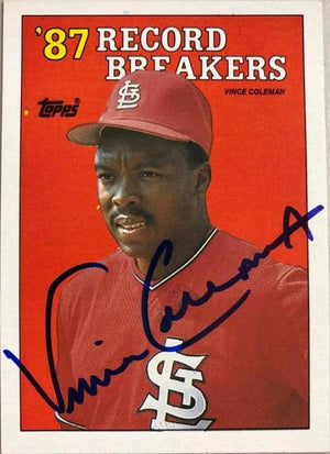 Vince Coleman Signed 1988 Topps RB Baseball Card - St Louis Cardinals - PastPros
