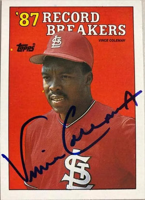 Vince Coleman Signed 1988 Topps RB Baseball Card - St Louis Cardinals - PastPros