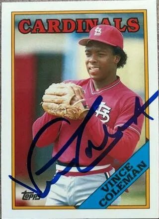 Vince Coleman Signed 1988 Topps Tiffany Baseball Card - St Louis Cardinals