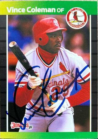 Vince Coleman Signed 1989 Donruss Baseball Card - St Louis Cardinals - PastPros