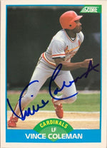 Vince Coleman Signed 1989 Score Baseball Card - St Louis Cardinals - PastPros