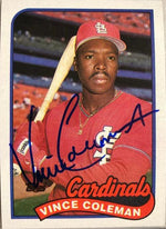 Vince Coleman Signed 1989 Topps Baseball Card - St Louis Cardinals - PastPros