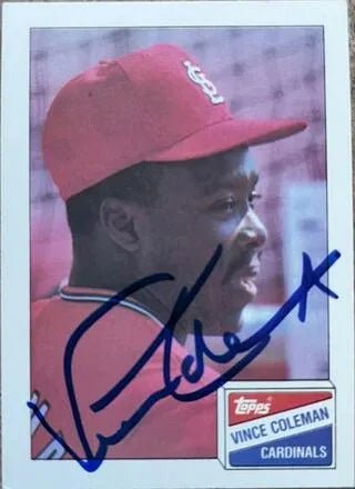 Vince Coleman Signed 1989 Topps Bazooka Baseball Card - St Louis Cardinals