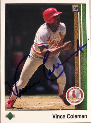 Vince Coleman Signed 1989 Upper Deck Baseball Card - St Louis Cardinals
