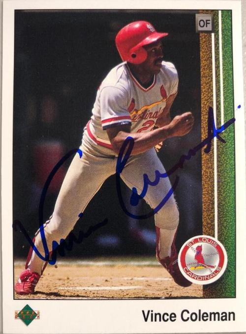 Vince Coleman Signed 1989 Upper Deck Baseball Card - St Louis Cardinals - PastPros