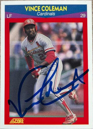 Vince Coleman Signed 1990 Score 100 Superstars Baseball Card - St Louis Cardinals - PastPros