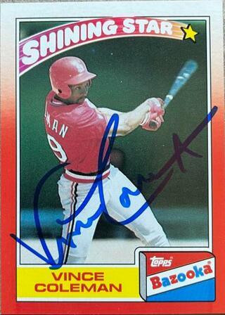 Vince Coleman Signed 1990 Topps Bazooka Baseball Card - St Louis Cardinals - PastPros