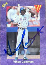 Vince Coleman Signed 1991 Classic Game Baseball Card - New York Mets - PastPros