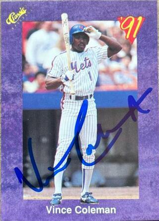 Vince Coleman Signed 1991 Classic Game Baseball Card - New York Mets - PastPros