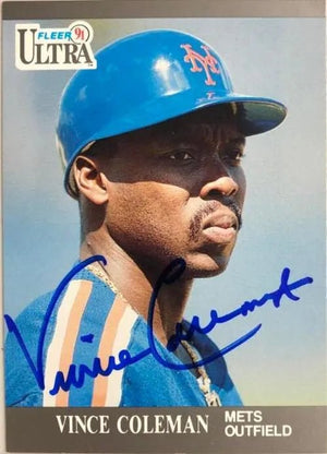 Vince Coleman Signed 1991 Fleer Ultra Baseball Card - New York Mets