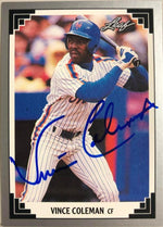 Vince Coleman Signed 1991 Leaf Baseball Card - New York Mets - PastPros