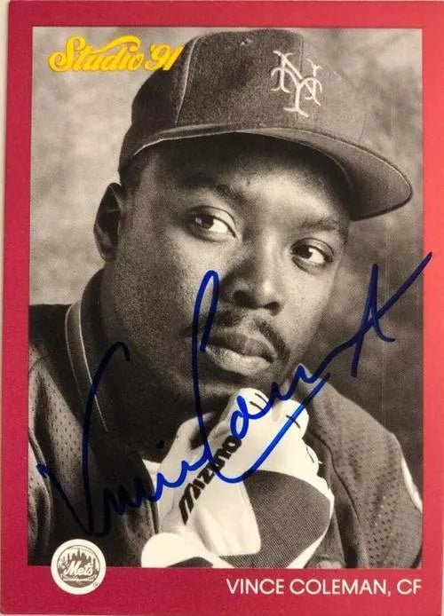 Vince Coleman Signed 1991 Studio Baseball Card - St Louis Cardinals
