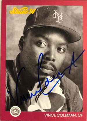 Vince Coleman Signed 1991 Studio Baseball Card - St Louis Cardinals - PastPros