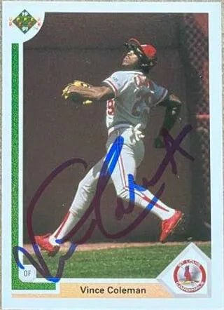 Vince Coleman Signed 1991 Upper Deck Baseball Card - St Louis Cardinals