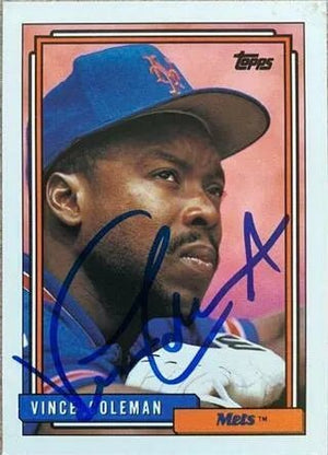 Vince Coleman Signed 1992 Topps Baseball Card - New York Mets