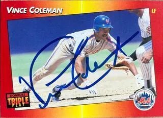 Vince Coleman Signed 1992 Triple Play Baseball Card - New York Mets