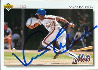 Vince Coleman Signed 1992 Upper Deck Baseball Card - New York Mets - PastPros