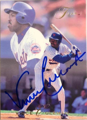 Vince Coleman Signed 1993 Flair Baseball Card - New York Mets - PastPros