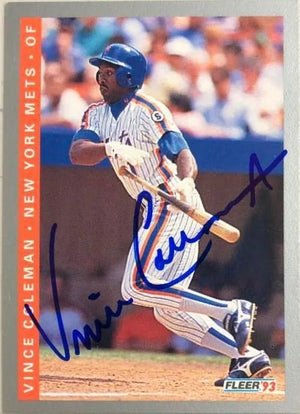 Vince Coleman Signed 1993 Fleer Baseball Card - New York Mets