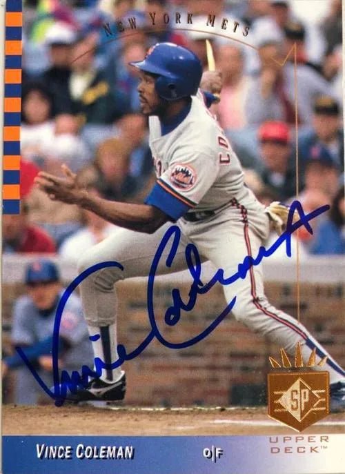 Vince Coleman Signed 1993 SP Baseball Card - New York Mets