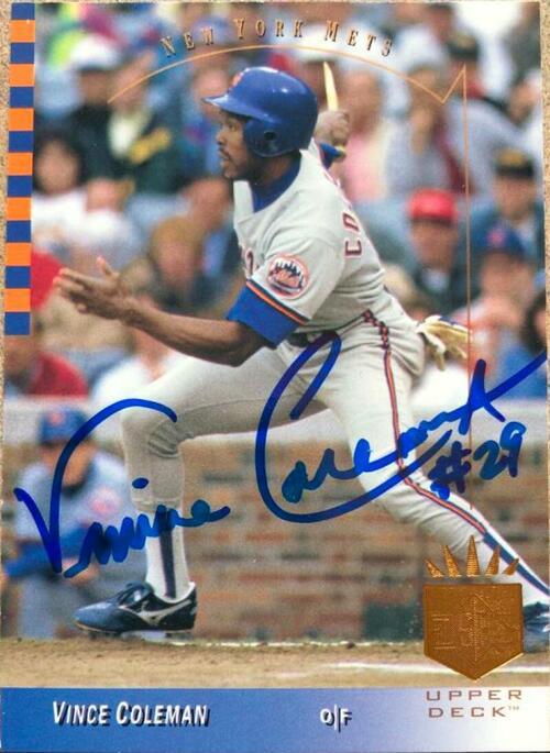 Vince Coleman Signed 1993 SP Baseball Card - New York Mets - PastPros