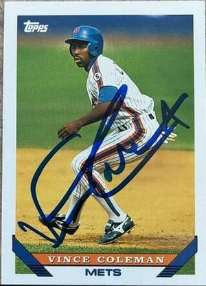 Vince Coleman Signed 1993 Topps Baseball Card - New York Mets - PastPros