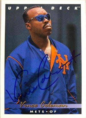 Vince Coleman Signed 1993 Upper Deck Baseball Card - New York Mets - PastPros