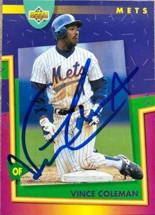 Vince Coleman Signed 1993 Upper Deck Fun Pack Baseball Card - New York Mets