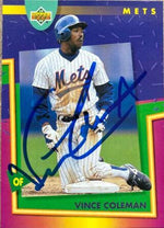 Vince Coleman Signed 1993 Upper Deck Fun Pack Baseball Card - New York Mets - PastPros